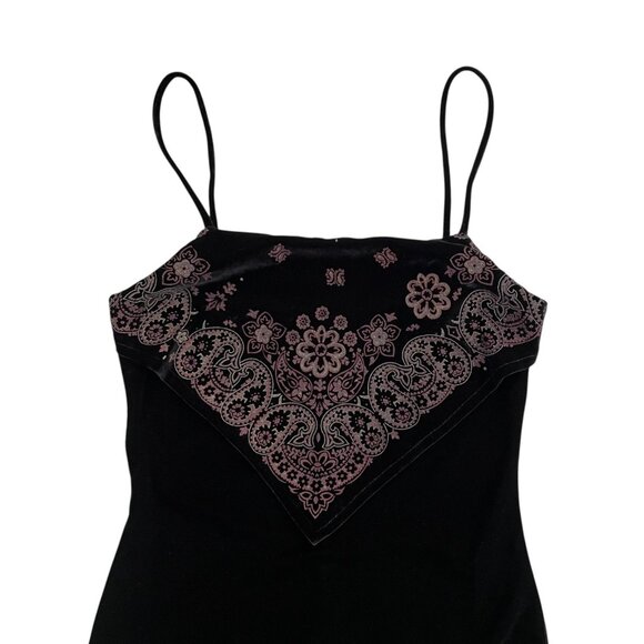 Vintage Y2K Next Up Boho Whimsygoth Velvet Maxi‎ Dress Black XS Small Bandana - Picture 5 of 11